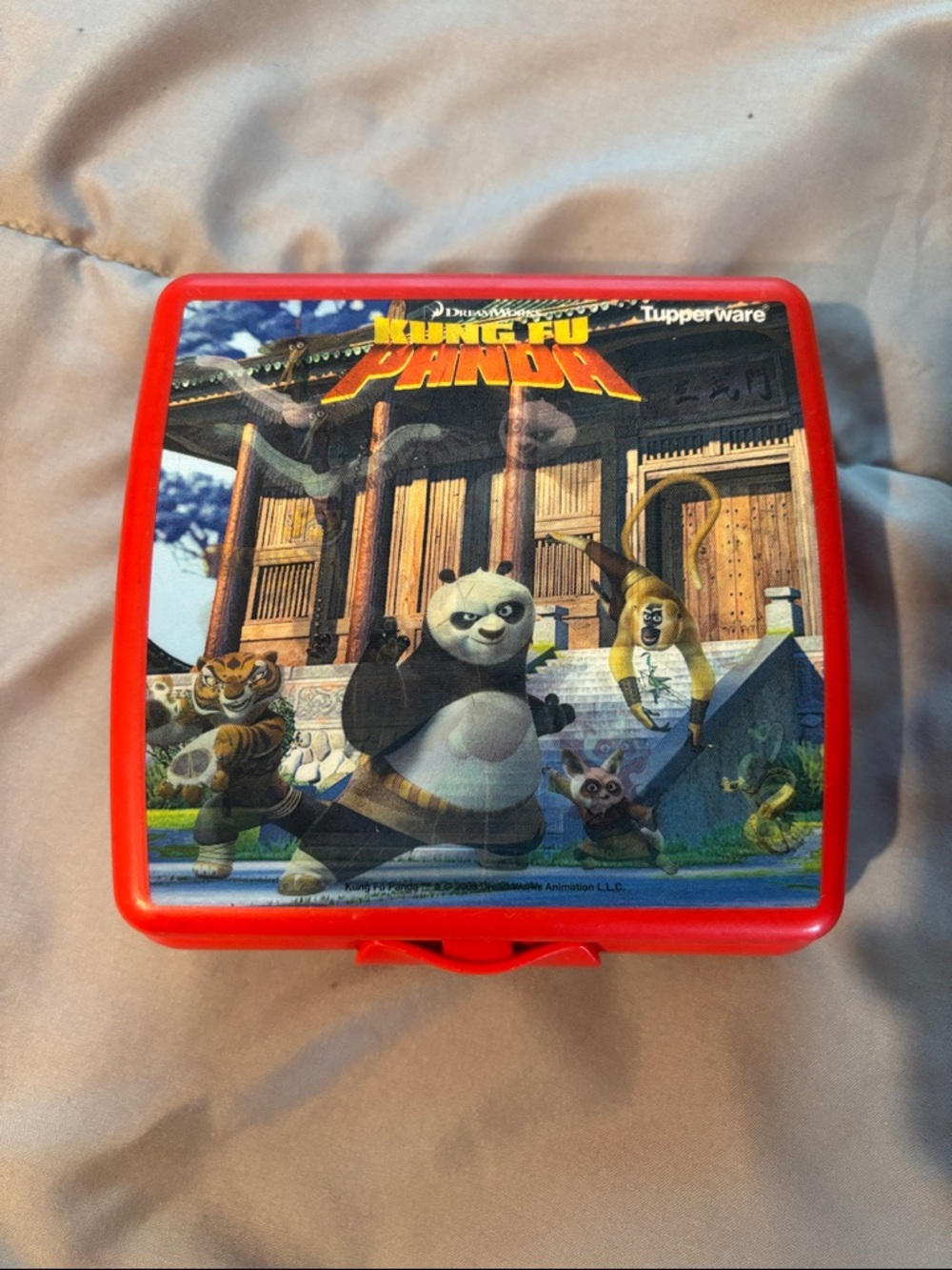 Tupperware Red Kids Lunch Box with Kung Fu Panda Character Art
